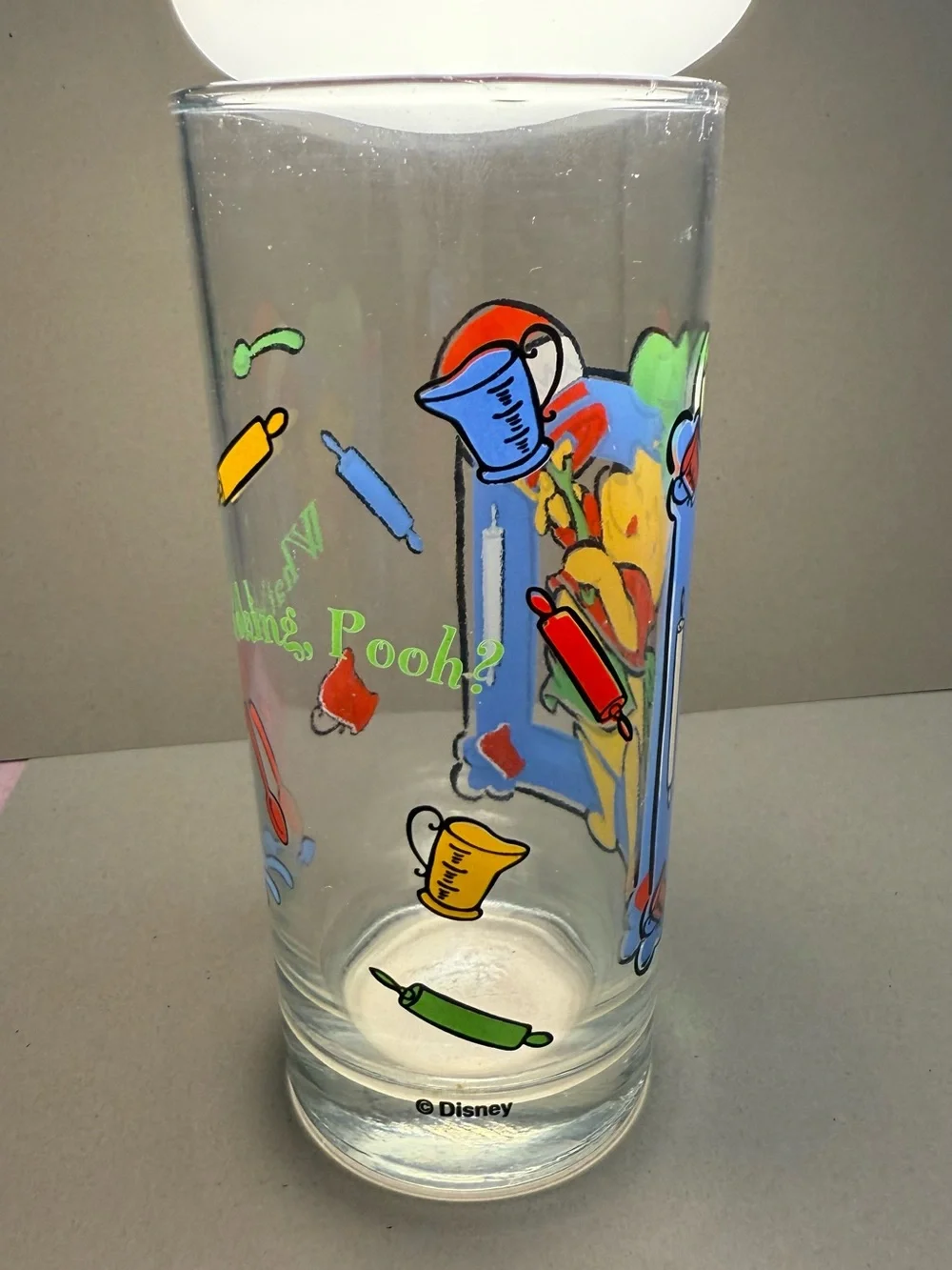 Vintage Disney Winnie the Pooh Blue Cartoon Glass Tumbler - Set of 2